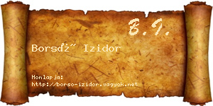 Borsó Izidor névjegykártya